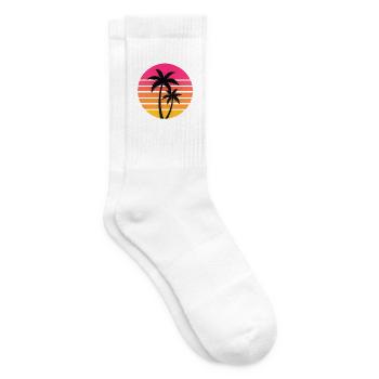Sonnenuntergang Palmen Silhouette Retro - Tennissocken - Weiß - Rechts