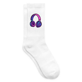 Neon Gradient Kopfhörer Illustration - Tennissocken - Weiß - Rechts