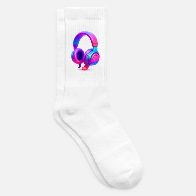 Neon Gradient Kopfhörer - Tennissocken - Weiß