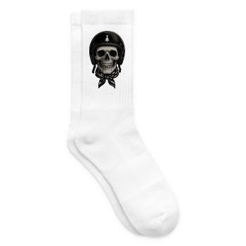 Skull Bikerhelm schwarz und Schal - Tennissocken - Weiß - Rechts