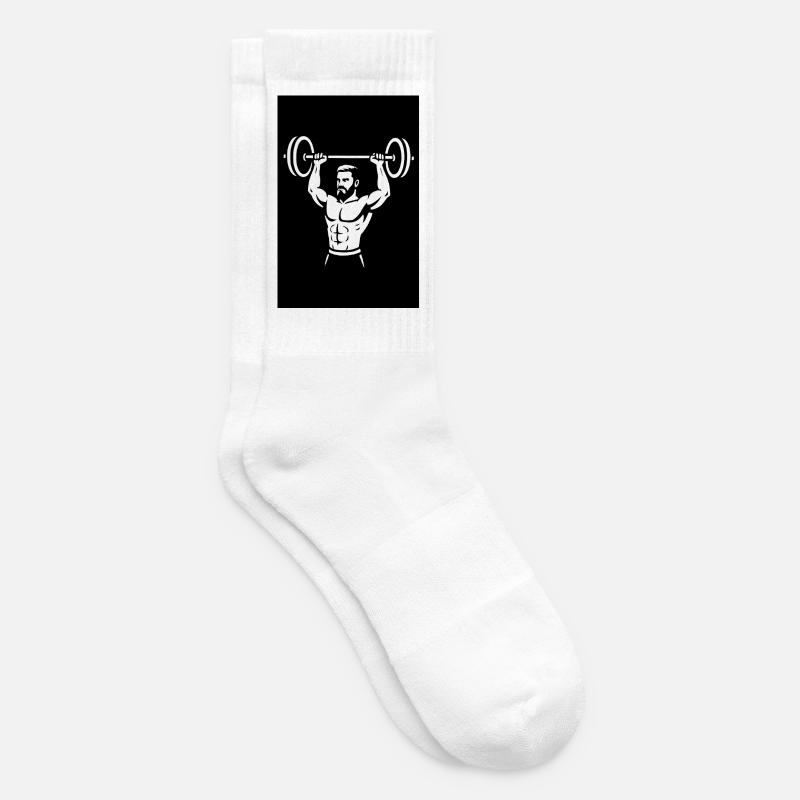 Powerful Dumbbell Illustration - Tennis socks - white