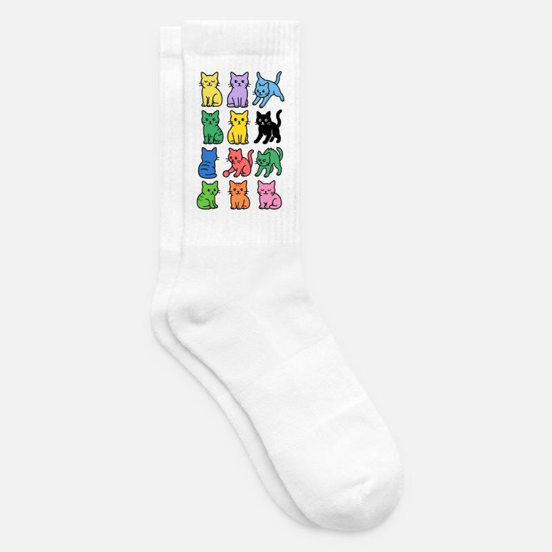 Chats arc-en-ciel aux couleurs pop - Chaussettes de tennis - blanc
