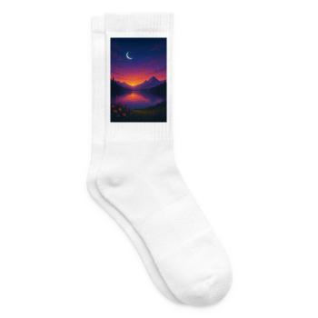 Moonlit Night at the Mountain Lake - Tennis socks - white - Right