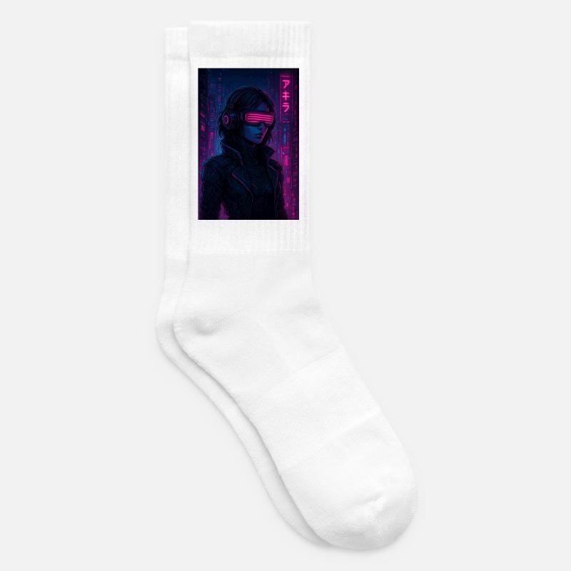 Cyberpunk Neon Pilot - Tennissocken - Weiß