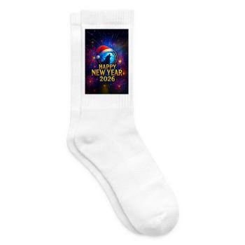 Winterwolf Neujahr 2026 - Tennissocken - Weiß - Rechts