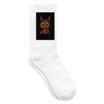 "Happy Little Beast" - Tennis socks - white - Right