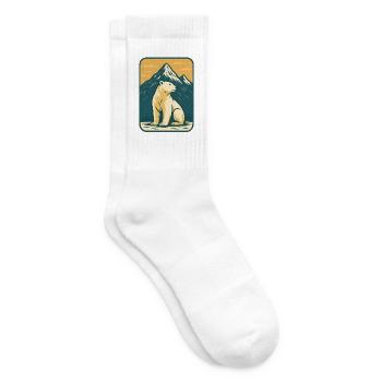 Polar bear in front of mountain landscape - Tennis socks - white - Right