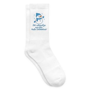 Snowman Melt, Hot Chocolate Christmas - Tennis socks - white - Right