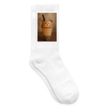 Bear Lid Bubble Tea Cup Design - Tennissocken - Weiß - Rechts