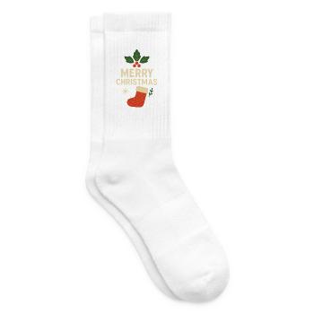 Merry Christmas Stocking Motif - Tennis socks - white - Right