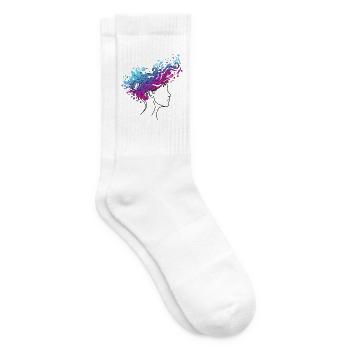 Kosmischer Gedankenfluss – Abstraktes Kopfdesign - Tennissocken - Weiß - Rechts
