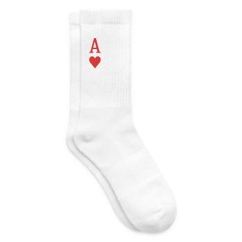 As de Cœur Rouge sur Fond Noir - Chaussettes de tennis - blanc - Droite