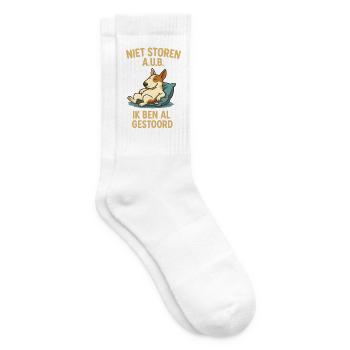 Do Not Disturb Bull Terrier - Tennis socks - white - Right