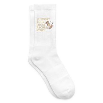 Unterstützen Sie das Vinyl-T-Shirt des lokalen Plattenladens - Tennissocken - Weiß - Rechts
