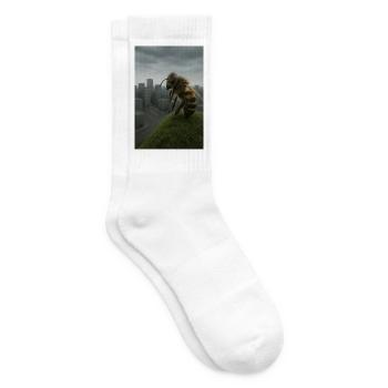 Riesige Biene über Stadtdach - Tennissocken - Weiß - Rechts