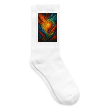 Chromatisches Wirbel-Abstraktes Feuer - Tennissocken - Weiß - Rechts