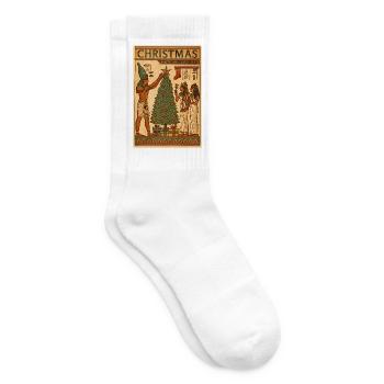 Ancient Egypt Christmas Scene - Tennis socks - white - Right