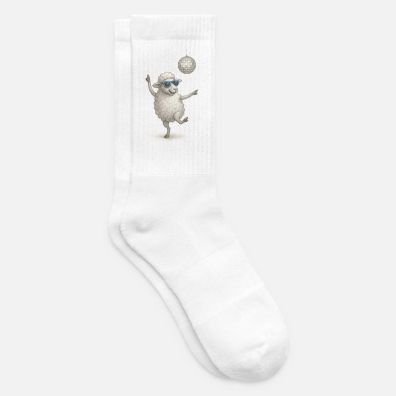 Disco Schaf mit Sonnenbrille - Tennissocken - Weiß