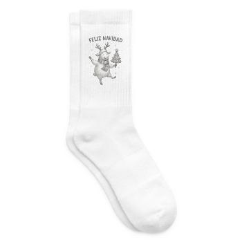 Feliz Navidad Schaf mit Weihnachtsbaum - Tennissocken - Weiß - Rechts