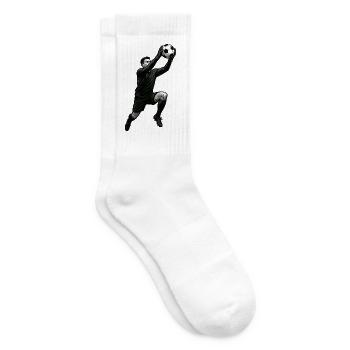 Beachvolleyball Angriff Illustration Monochrom - Tennissocken - Weiß - Rechts