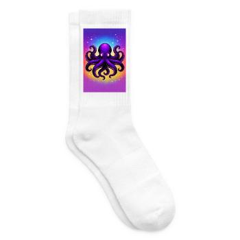 Purple Cosmic Octopus - Tennis socks - white - Right