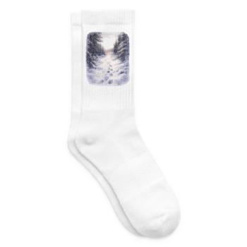 Winter forest path in the magic of snow - Tennis socks - white - Right