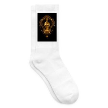 Golden Middle Finger - Golden Defiance - Tennis socks - white - Right