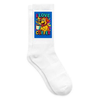 Dessin animé J’adore le chien au café - Chaussettes de tennis - blanc - Droite