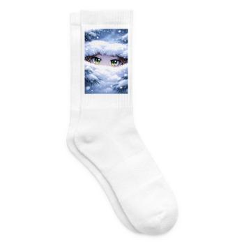 Animeaugen im Schneegestöber - Tennissocken - Weiß - Rechts