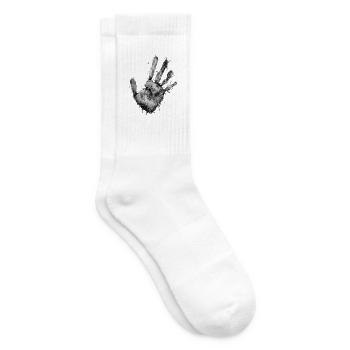 Powder Handprint Grayscale - Tennis socks - white - Right
