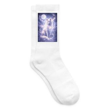 Mystic Wolf Moon Sticker Fantasy Animal Spiritual  - Tennissocken - Weiß - Rechts