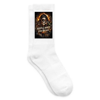 Hustle Hard or Stay Broke - Tennis socks - white - Right