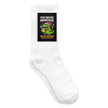 Montagehasser Dino Zeitreisender - Tennissocken - Weiß - Rechts