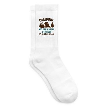 Coffee stronger than Wi-Fi Camping - Tennis socks - white - Right