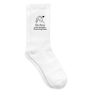 Expression dessinée à la main en forme de cœur de poney - Chaussettes de tennis - blanc - Droite