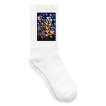 Cosmic Planet Portrait - Tennis socks - white - Right