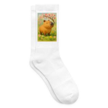 Fröhlicher Capybara im Frühlingsgarten - Tennissocken - Weiß - Rechts