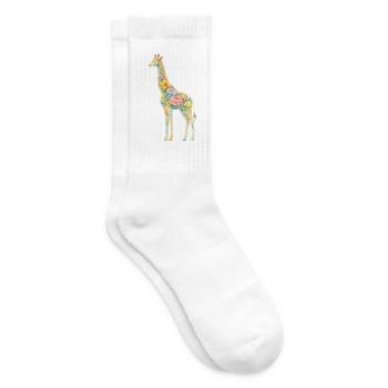 Giraffe Floral Silhouette - Tennis socks - white - Right