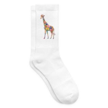 Giraffe Silhouette Blumen - Tennissocken - Weiß - Rechts