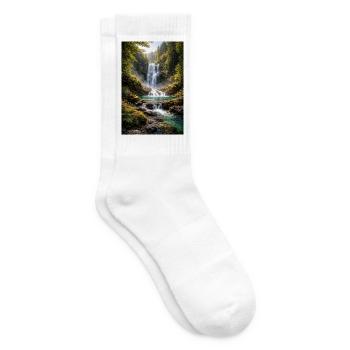 Greenery by the waterfall - Tennis socks - white - Right