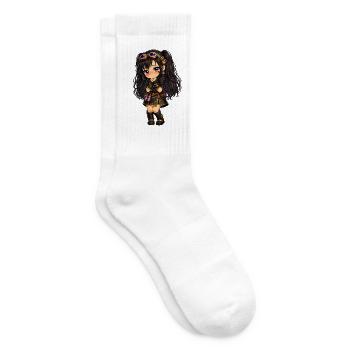 Luna chibi steampunk avec des étincelles violettes - Chaussettes de tennis - blanc - Droite