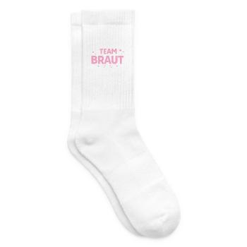 Team Braut Pink Herzen - Tennissocken - Weiß - Rechts