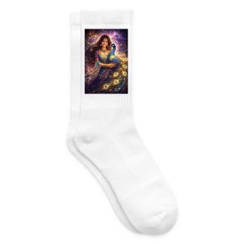 Mystical Indian Woman with Peacock - Tennis socks - white - Right