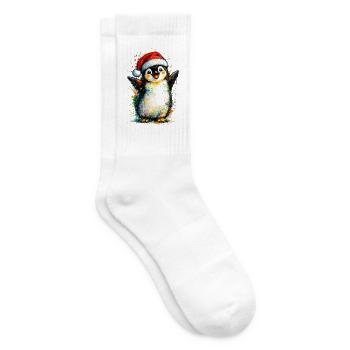 fröhlicher Weihnachtspinguin - Tennissocken - Weiß - Rechts