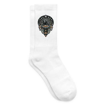 Mandala de la Danse Lunaire avec Plume de Lotus - Chaussettes de tennis - blanc - Droite