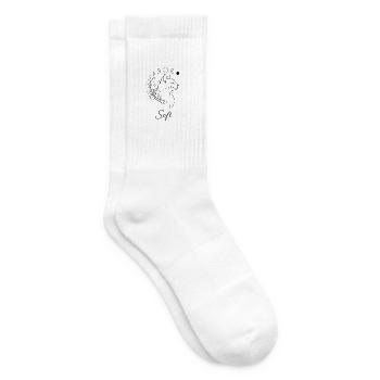 Cat Moon Plants Line Cat Lover Design - Tennis socks - white - Right