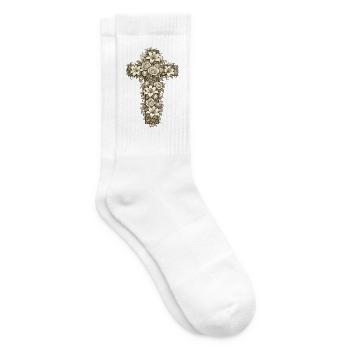 Christianity Cross Faith Religious Motif - Tennis socks - white - Right