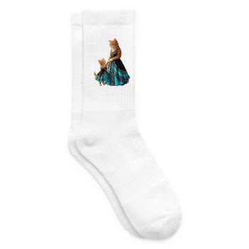 Cute Ginger Cat Mother and Daughter in Elegant Tur - Chaussettes de tennis - blanc - Droite