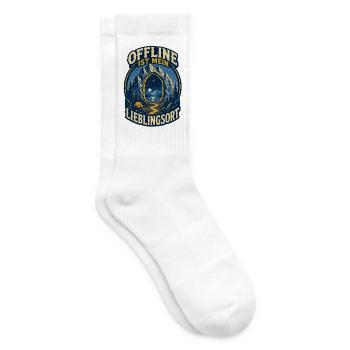Offline ist mein Lieblingsort – Outdoor - Tennissocken - Weiß - Rechts