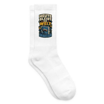 Heute bleibt die Welt draußen - Tennissocken - Weiß - Rechts
